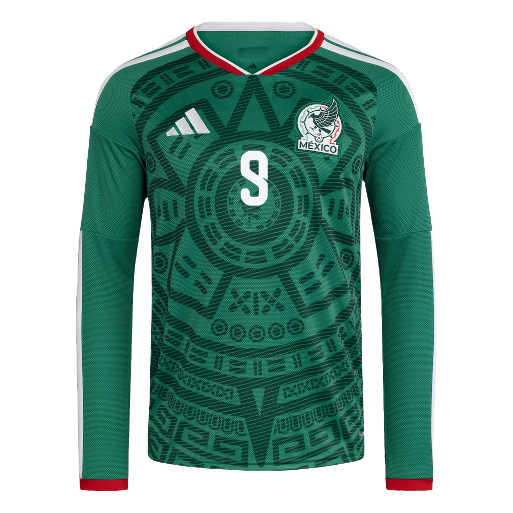Raúl Jiménez 9 Mexico National Team 2026 Home Long Sleeve Jersey - Green - Jersey Teams