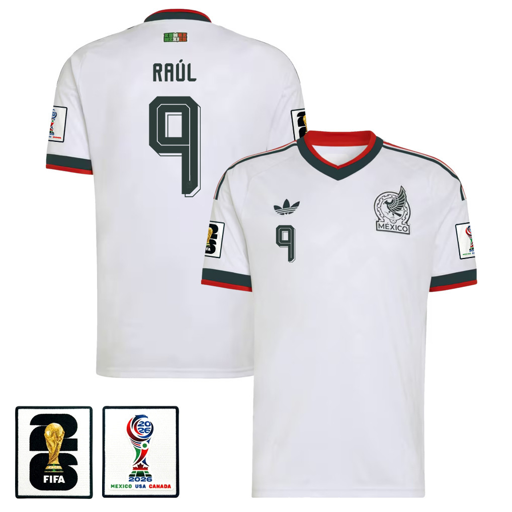 Raúl Jiménez 9 Mexico National Team 2026 x World Cup Patch Away Jersey - White, Men - Jersey Teams