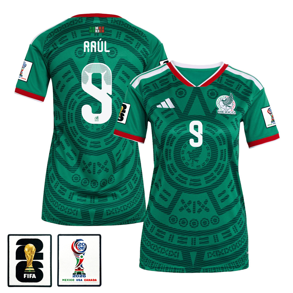 Raúl Jiménez 9 Women's Mexico National Team 2026 Home Jersey - Green - Jersey Teams