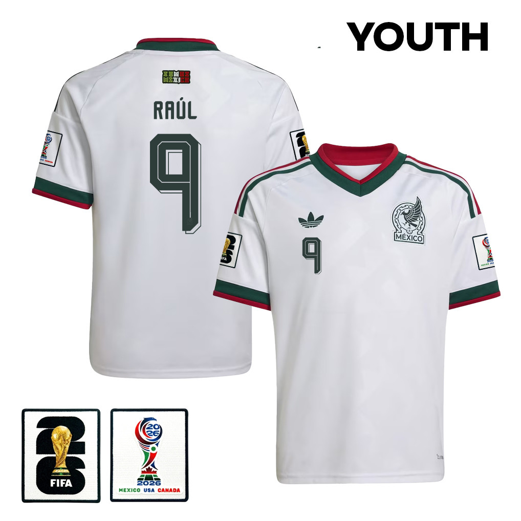 Raúl Jiménez 9 Youth Mexico National Team 2026 Away Jersey - White - Jersey Teams