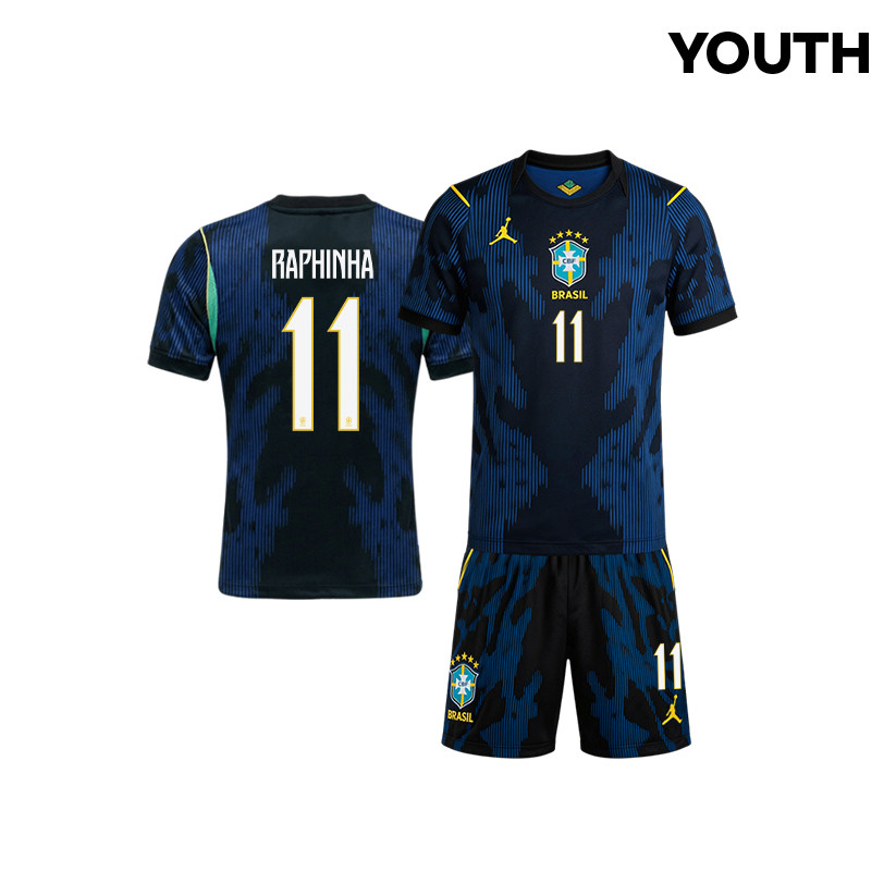 Raphinha 11 Brazil 2026 YOUTH Away Jersey & Shorts Set - Blue - Jersey Teams