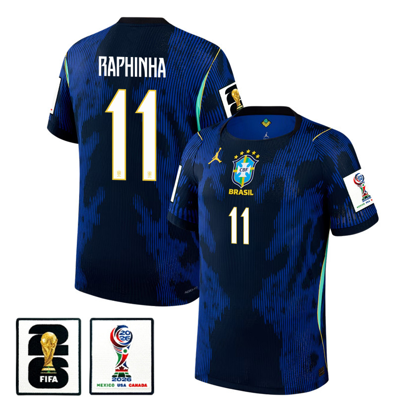 Raphinha 11 Brazil National Team 2026 x World Cup Patch Away Jersey - Blue, Men - Jersey Teams