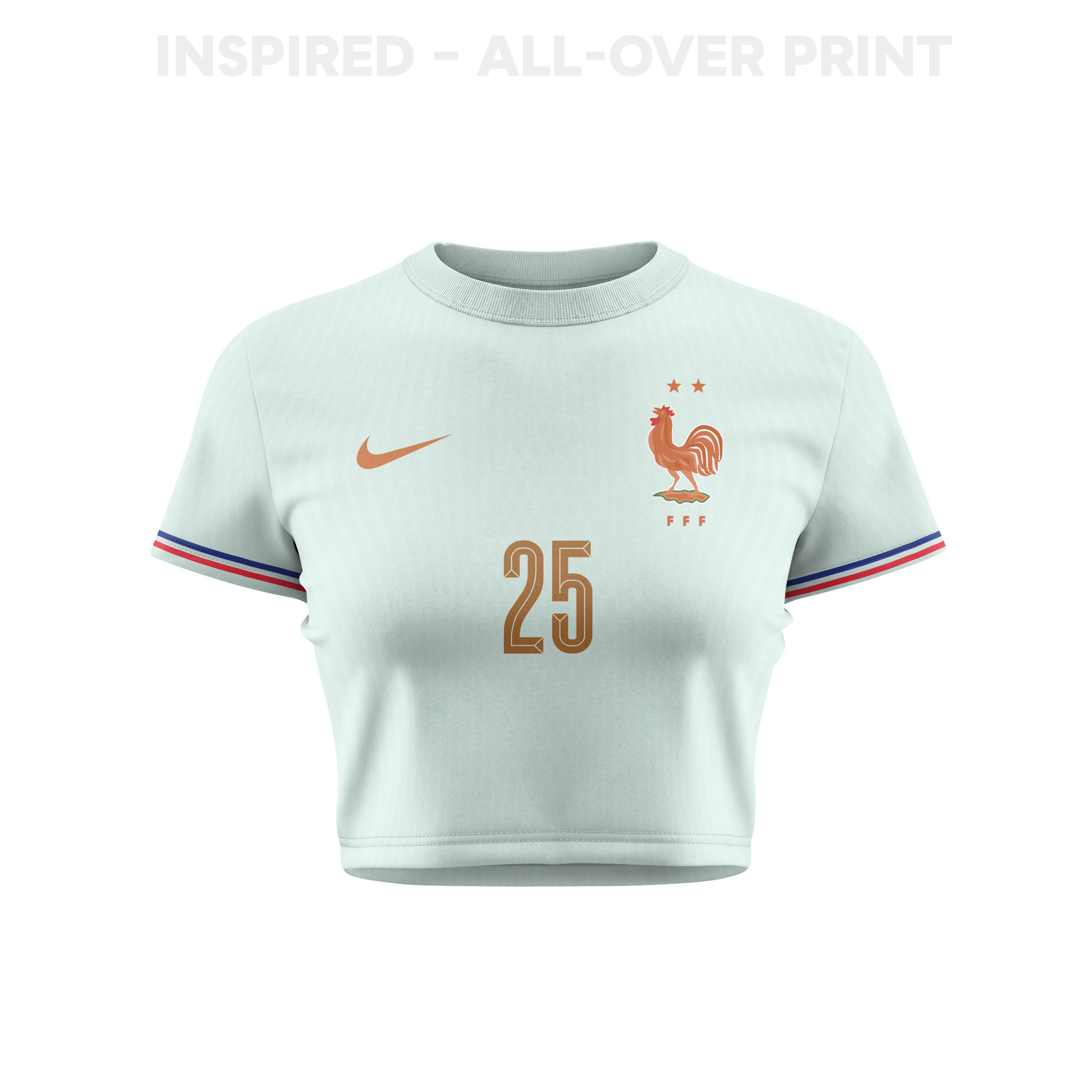 Rayan Cherki 25 France 2026 Women's Away All-Over Print Cropped Jersey - Green - Jersey Teams