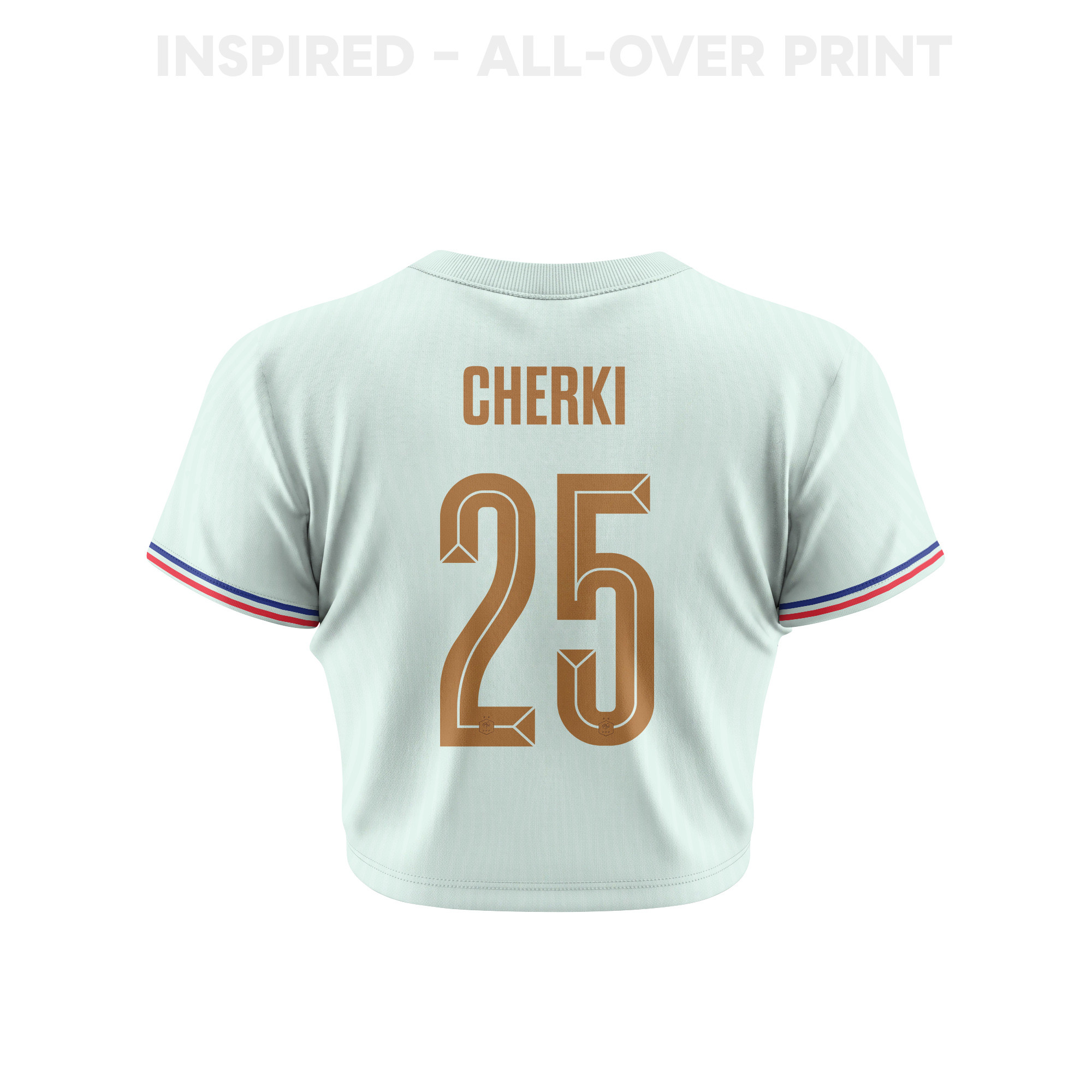 Rayan Cherki 25 France 2026 Women's Away All-Over Print Cropped Jersey - Green - Jersey Teams