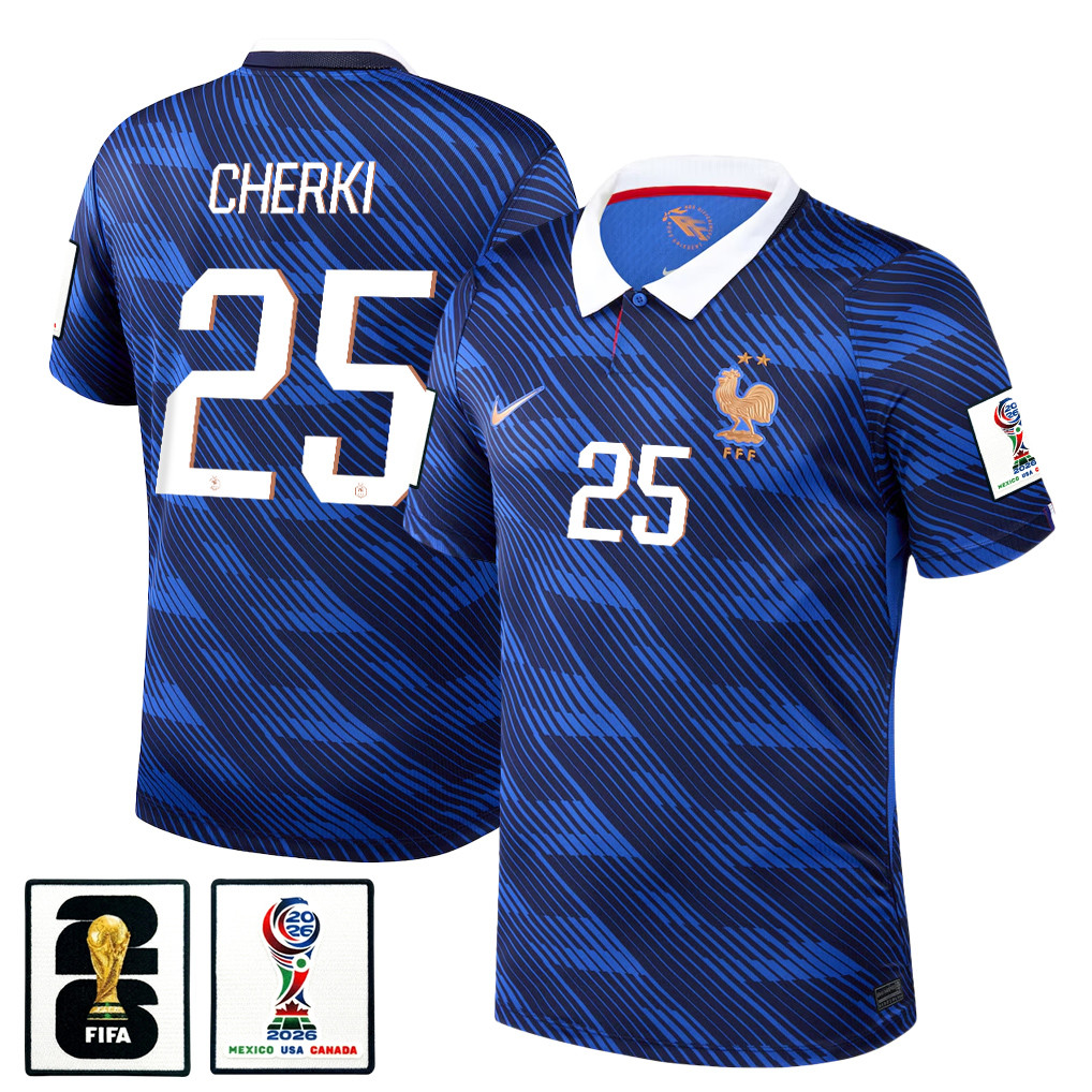 Rayan Cherki 25 France National Team 2026 x World Cup Patch Home Jersey - Blue, Men - Jersey Teams