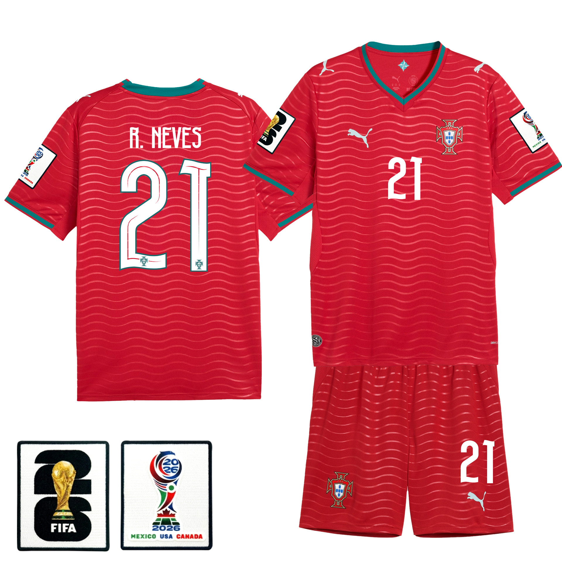Rúben Neves 21 Portugal 2026 Home Men Jersey & Shorts Set – Red – Jersey Teams