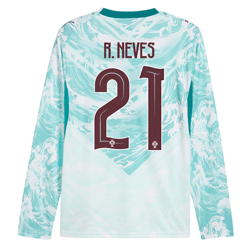 Rúben Neves 21 Portugal National Team 2026 Away Long Sleeve Jersey - White - Jersey Teams
