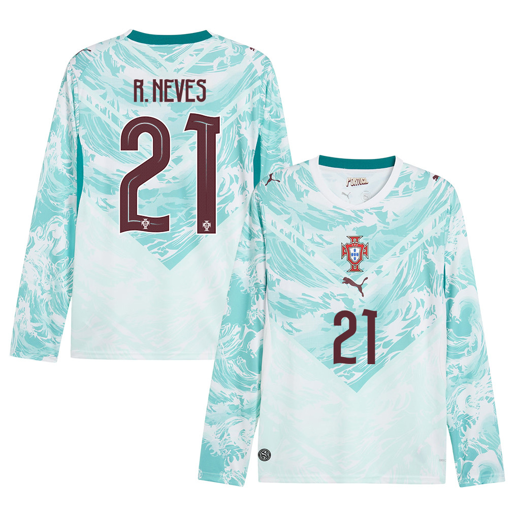 Rúben Neves 21 Portugal National Team 2026 Away Long Sleeve Jersey - White - Jersey Teams