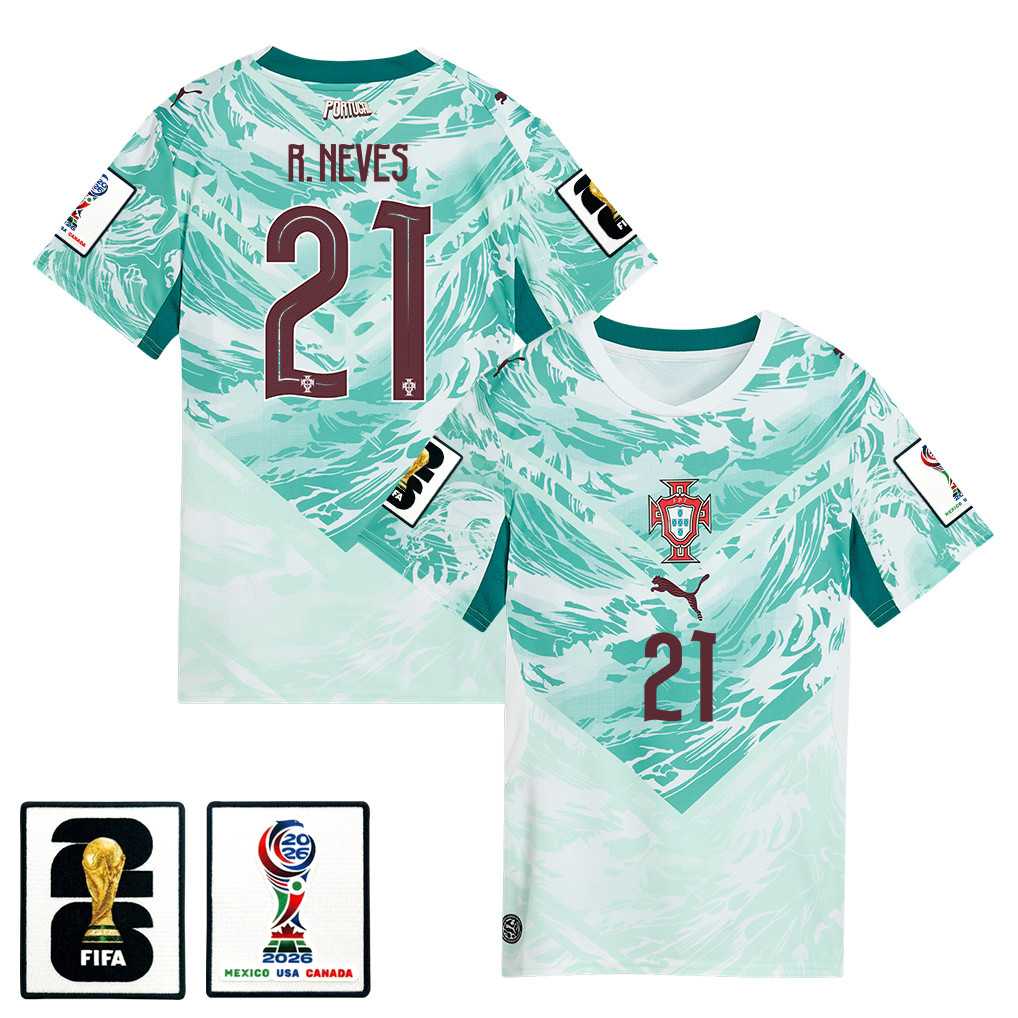 Rúben Neves 21 Portugal National Team 2026 Women’s Away Jersey – White – Jersey Teams
