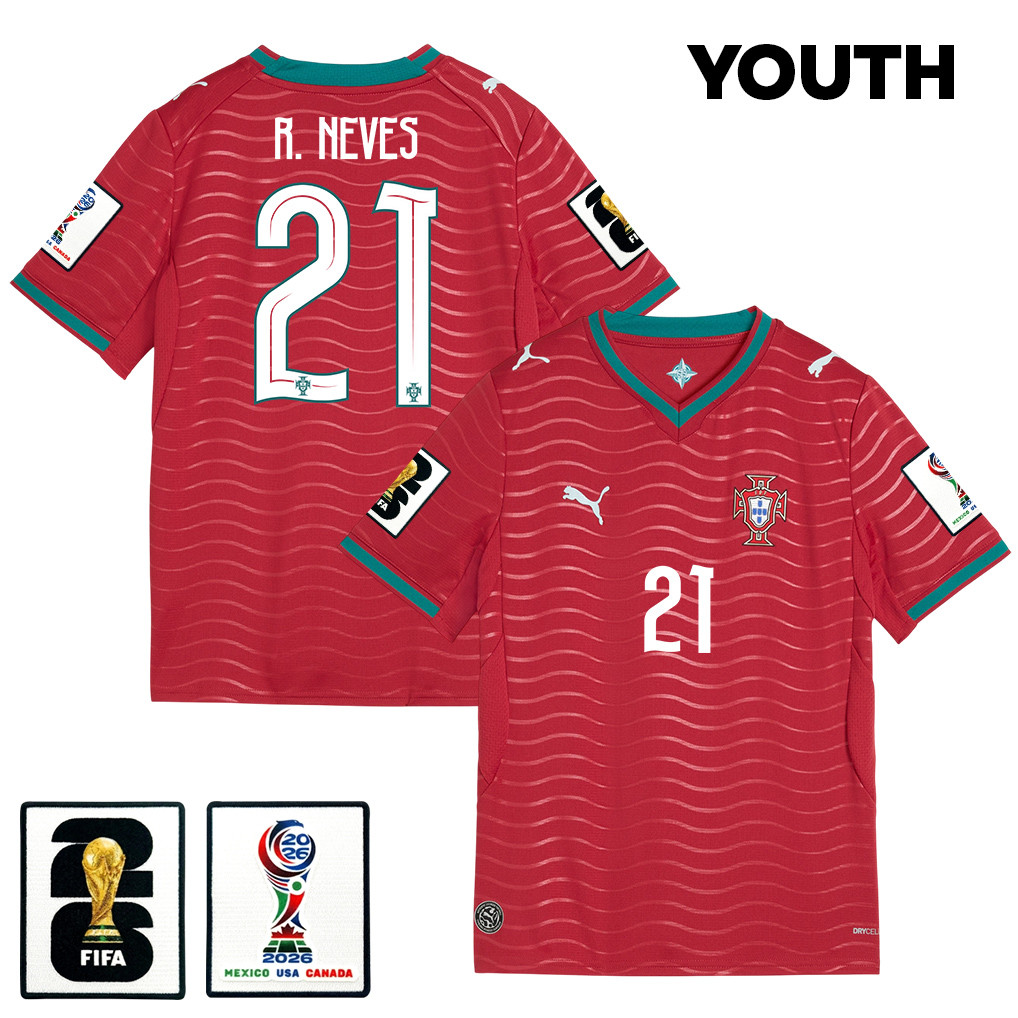 Rúben Neves 21 Youth Portugal National Team 2026 Home Jersey – Red – Jersey Teams