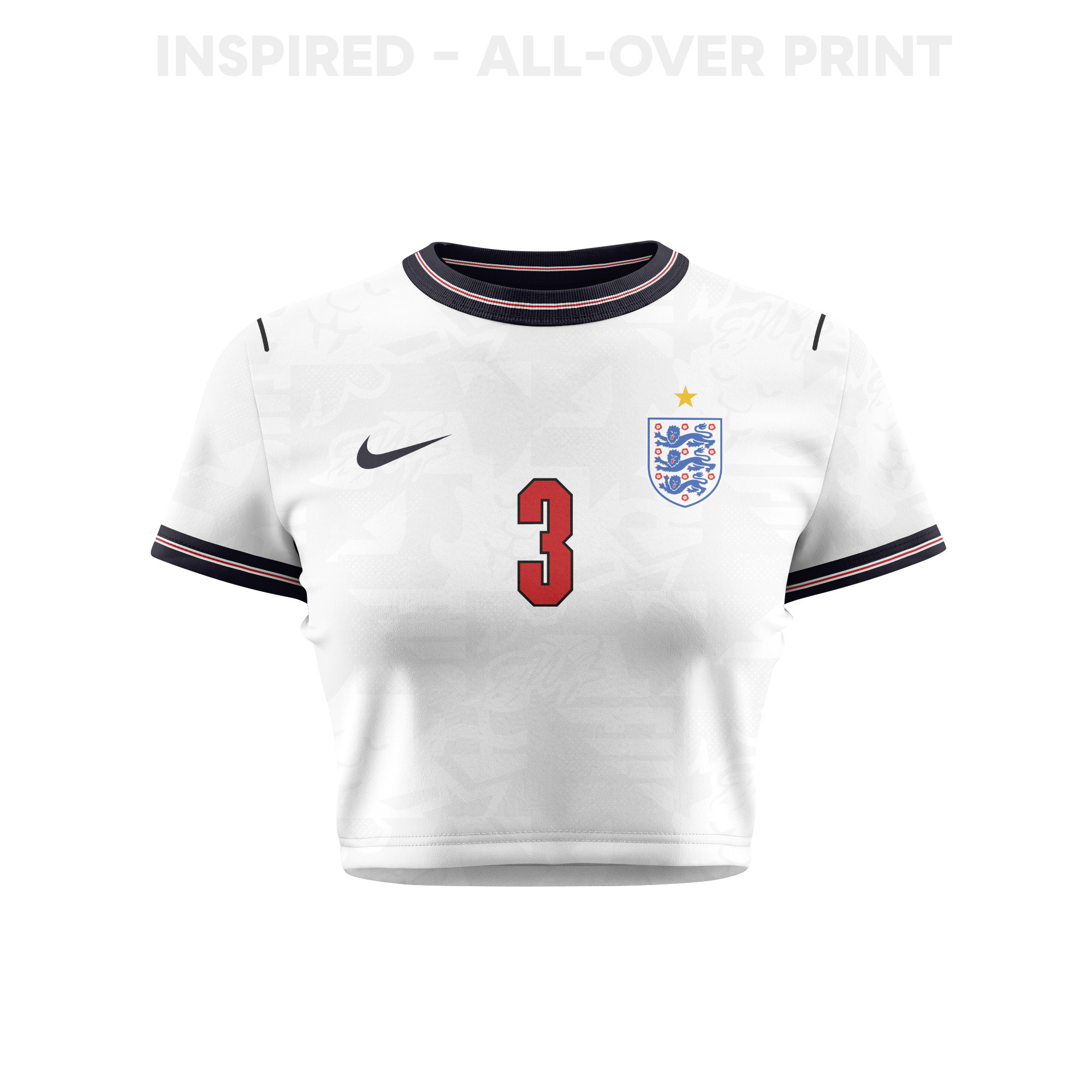 Reece James 3 England 2026 Women's Home All-Over Print Cropped Jersey - White - Jersey Teams