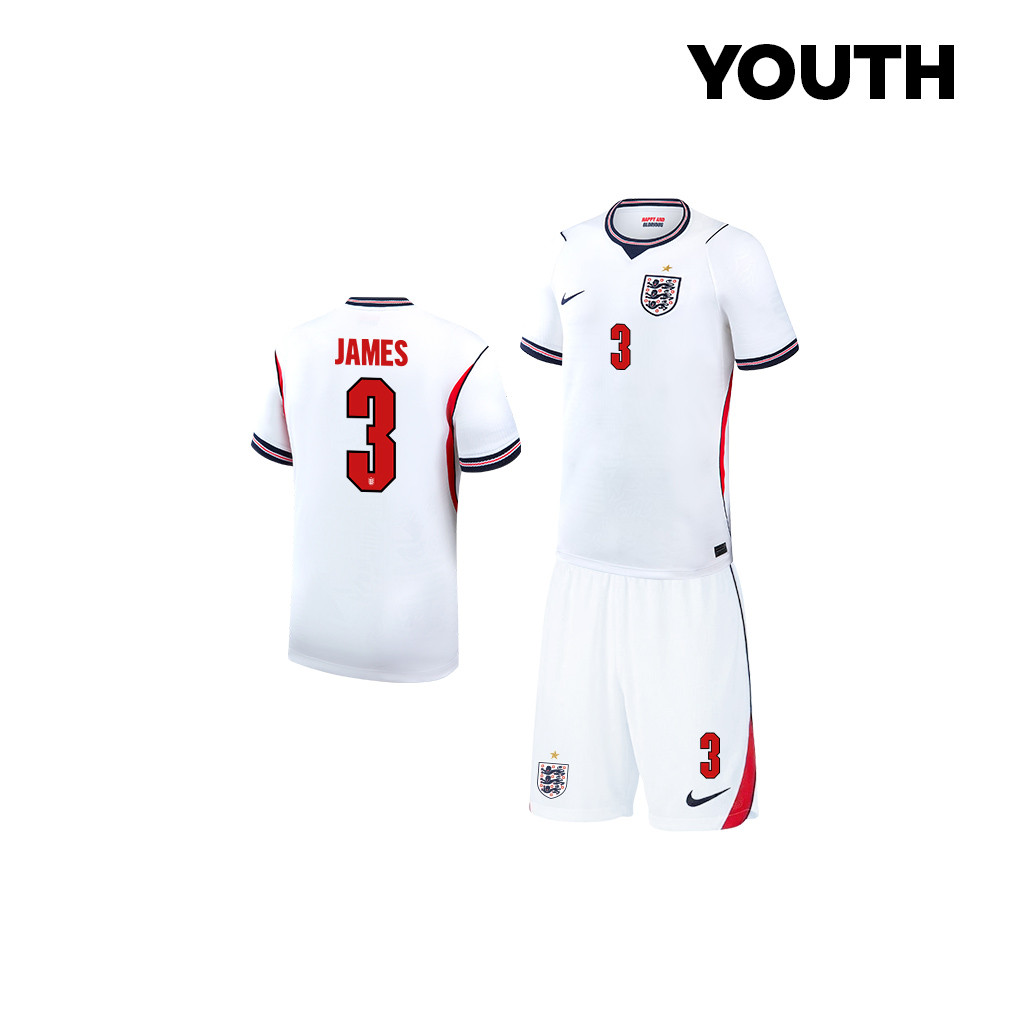 Reece James 3 England 2026 YOUTH Home Jersey & Shorts Set - White - Jersey Teams