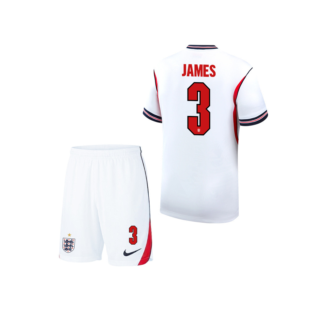 Reece James 3 England 2026 YOUTH Home Jersey & Shorts Set - White - Jersey Teams