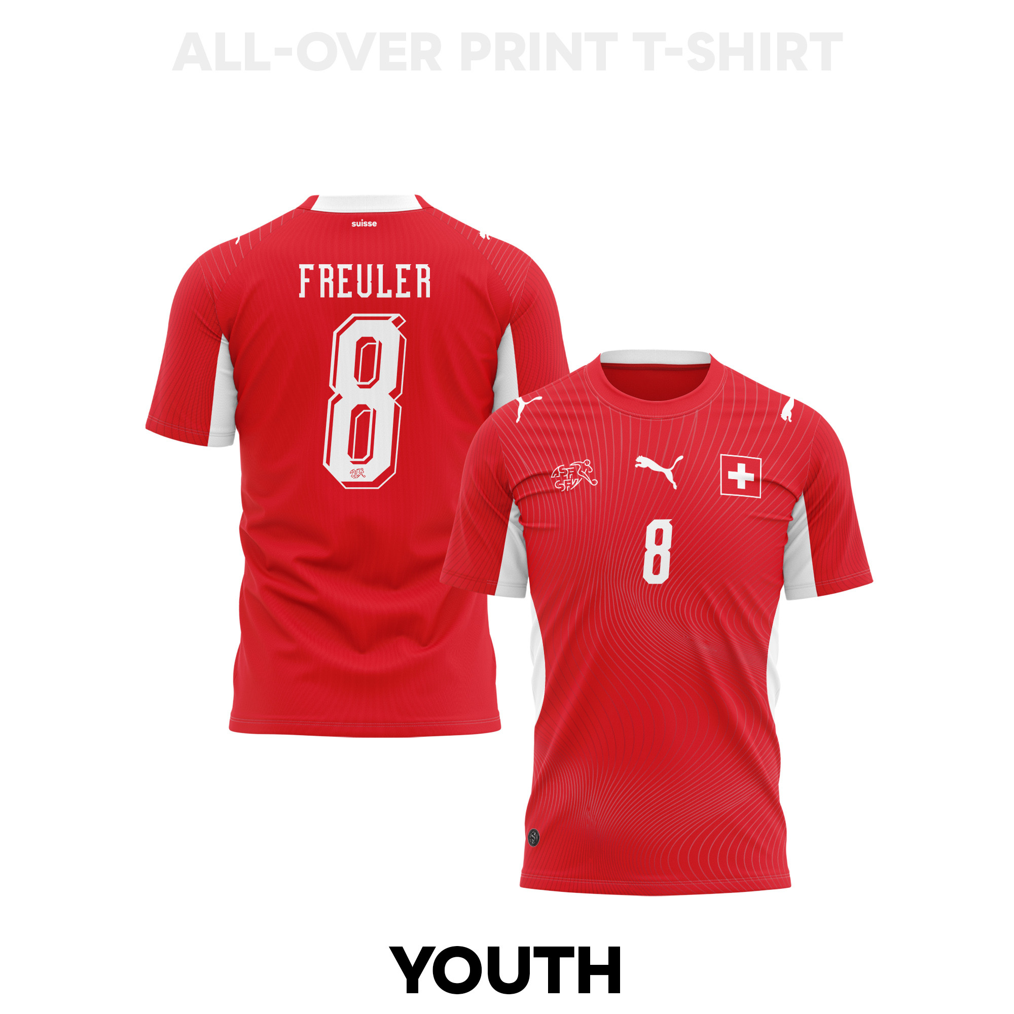 Remo Freuler 8 Youth Switzerland 2026 Home 3D T-shirt Fully Printed – Red - Jersey Teams