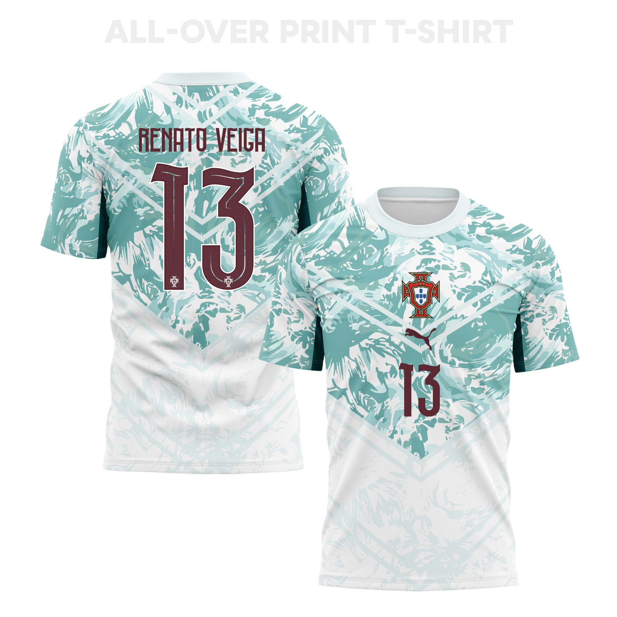 Renato Veiga 13 Portugal 2026 Away 3D T-Shirt Fully Printed – Unisex, White - Jersey Teams