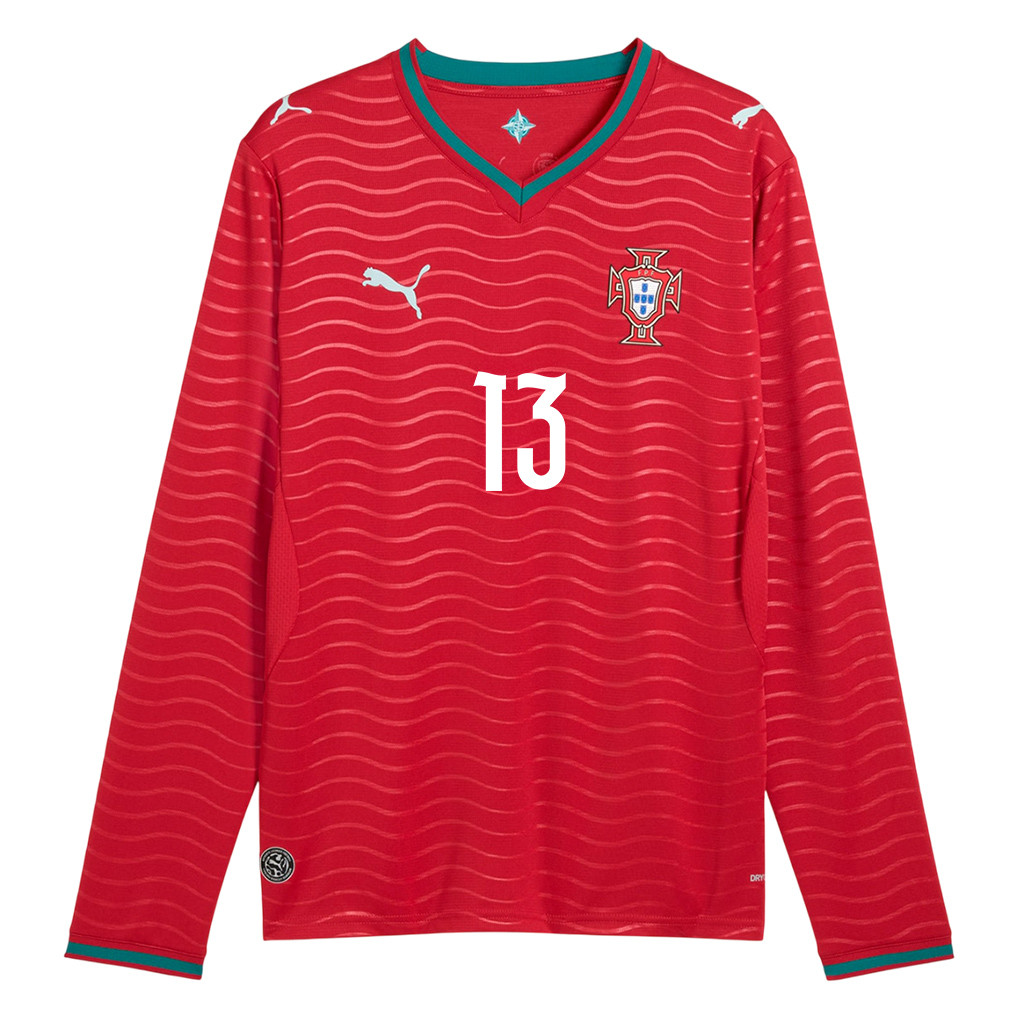 Renato Veiga 13 Portugal National Team 2026 Home Long Sleeve Jersey - Red - Jersey Teams