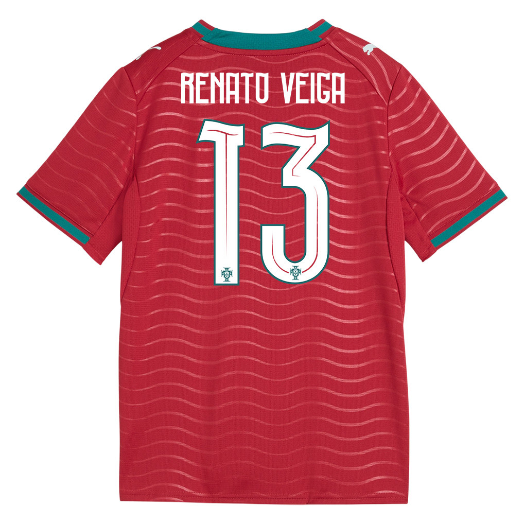 Renato Veiga 13 Youth Portugal National Team 2026 Home Jersey - Red - Jersey Teams