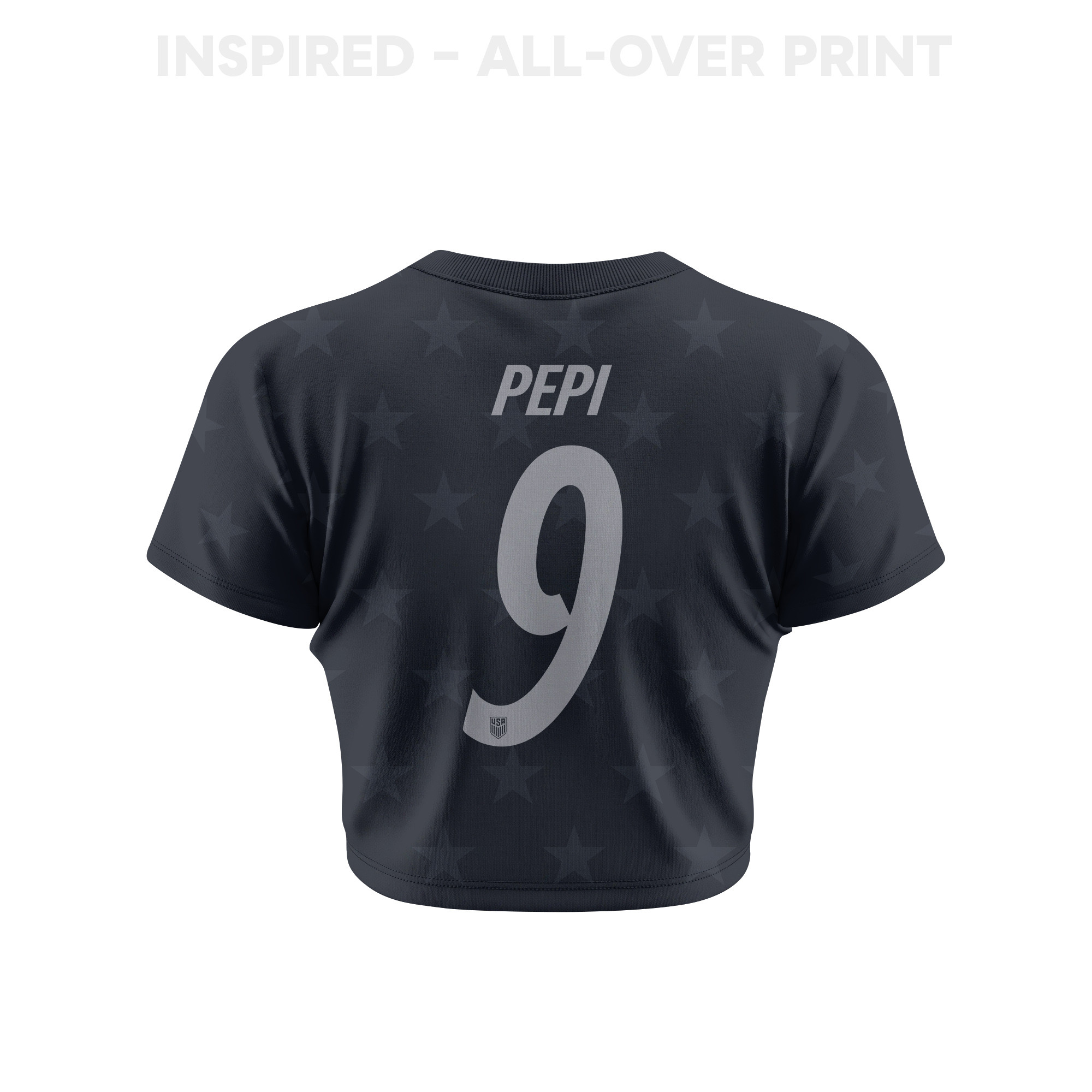 Ricardo Pepi 9 USMNT 2026 Women's Away All-Over Print Cropped Jersey - Black - Jersey Teams