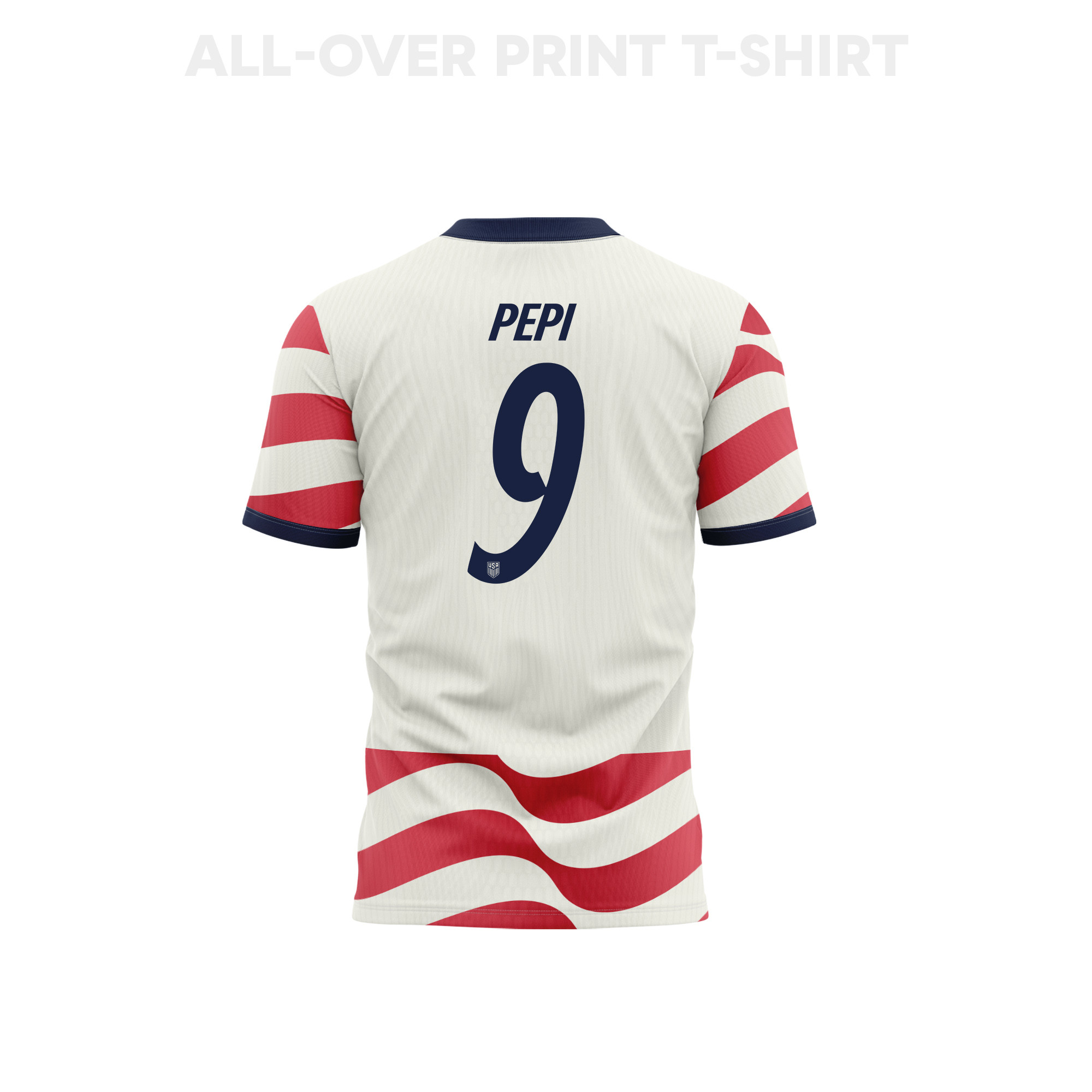 Ricardo Pepi 9 Youth USMNT 2026 Home 3D T-shirt Fully Printed – White/Red - Jersey Teams