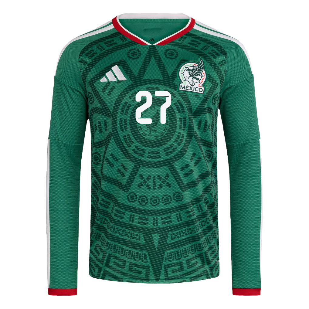 Richard Ledezma 27 Mexico National Team 2026 Home Long Sleeve Jersey - Green - Jersey Teams