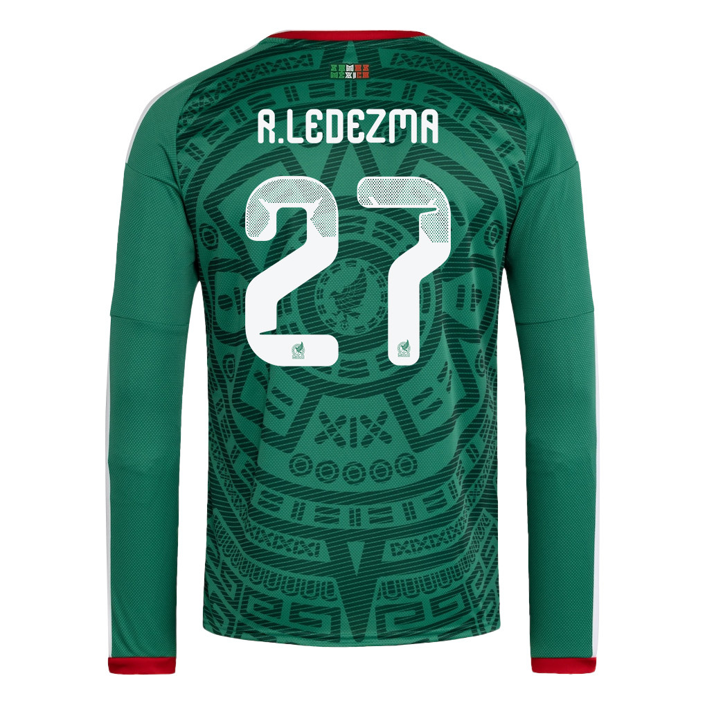 Richard Ledezma 27 Mexico National Team 2026 Home Long Sleeve Jersey - Green - Jersey Teams