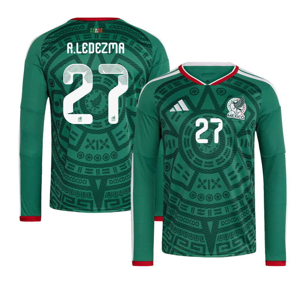 Richard Ledezma 27 Mexico National Team 2026 Home Long Sleeve Jersey - Green - Jersey Teams