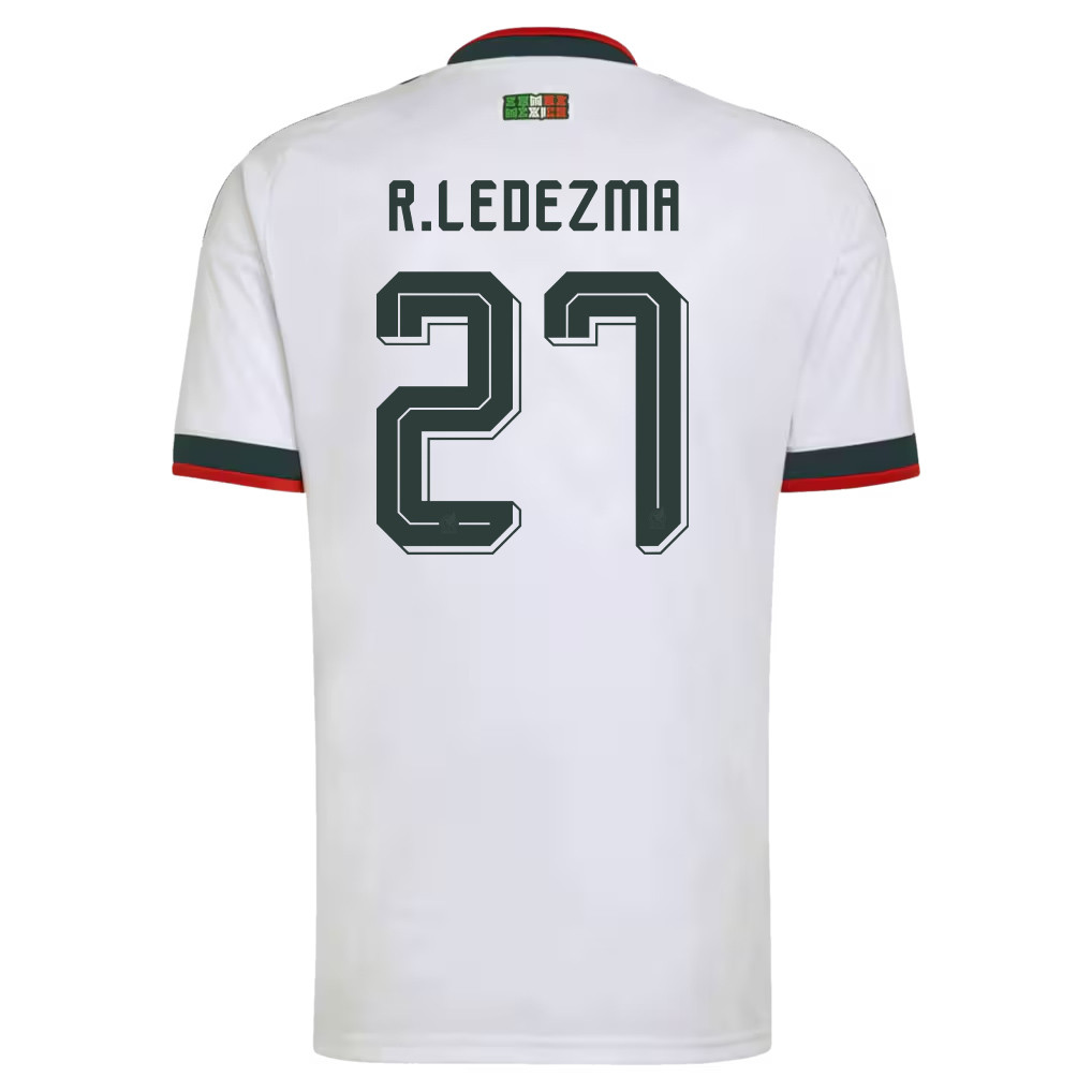 Richard Ledezma 27 Mexico National Team 2026 x World Cup Patch Away Jersey - White, Men - Jersey Teams