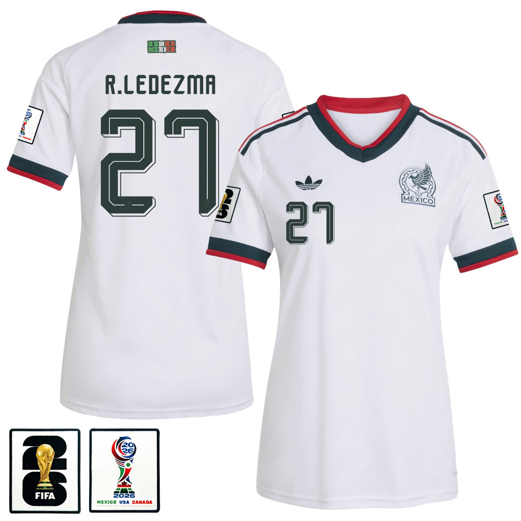 Richard Ledezma 27 Women's Mexico National Team 2026 Away Jersey - White - Jersey Teams