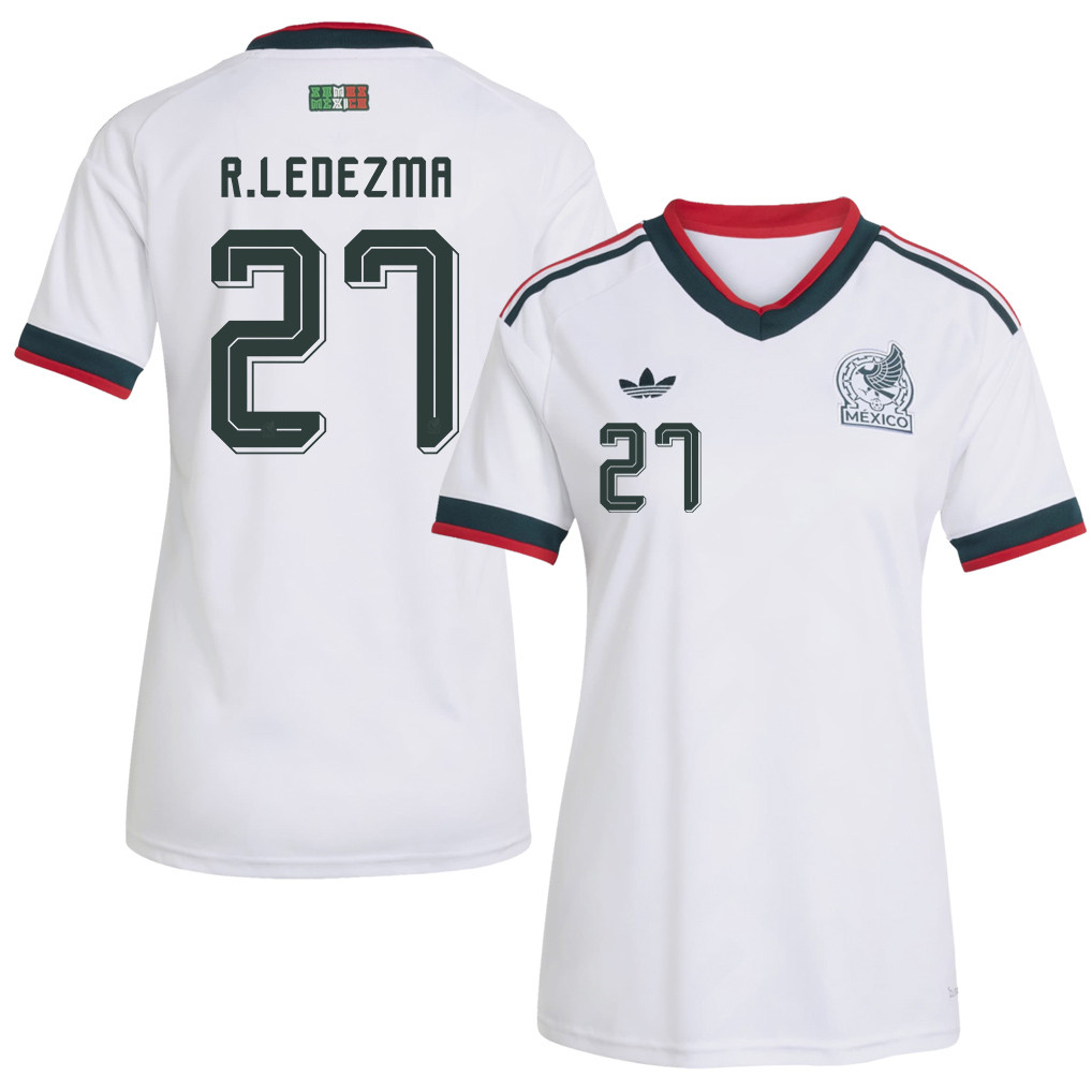 Richard Ledezma 27 Women's Mexico National Team 2026 Away Jersey - White - Jersey Teams