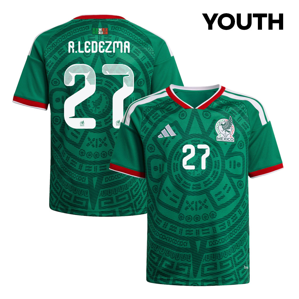 Richard Ledezma 27 Youth Mexico National Team 2026 Home Jersey - Green - Jersey Teams