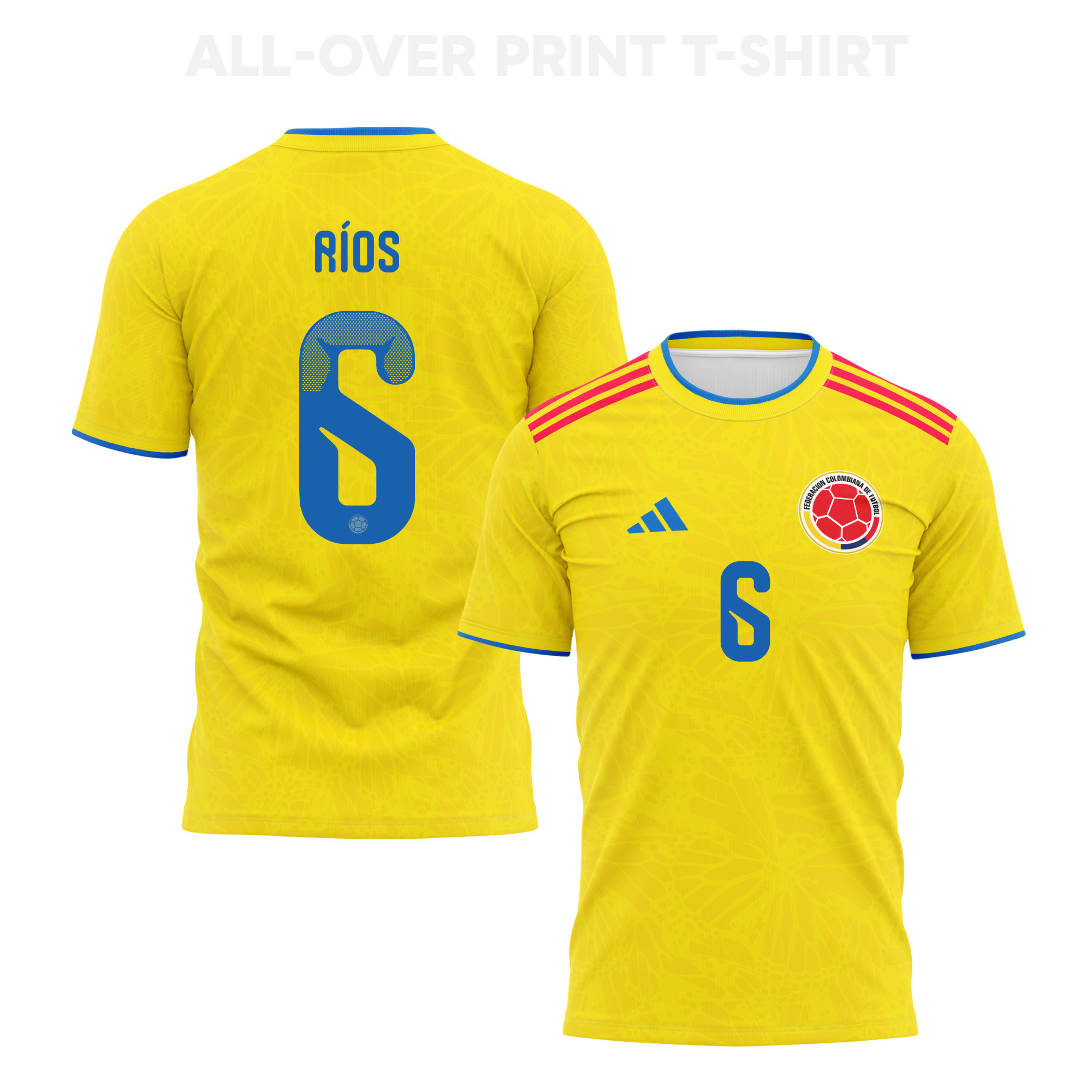 Richard Ríos 6 Colombia 2026 Home 3D T-Shirt Fully Printed – Unisex, Yellow - Jersey Teams