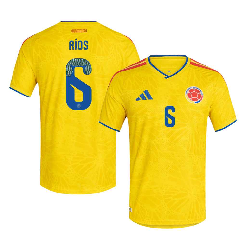 Richard Ríos 6 Colombia National Team 2026 Home Jersey - Yellow, Men - Jersey Teams