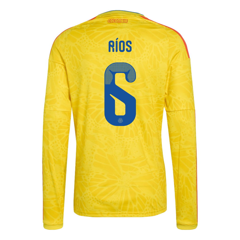 Richard Ríos 6 Colombia National Team 2026 Home Long Sleeve Jersey - Yellow - Jersey Teams