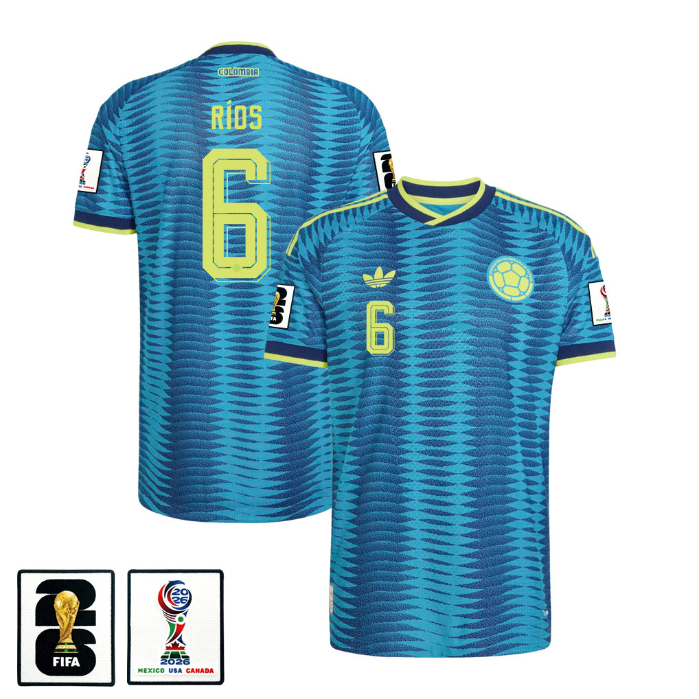 Richard Ríos 6 Colombia National Team 2026 x World Cup Patch Away Jersey - Turquoise, Men - Jersey Teams