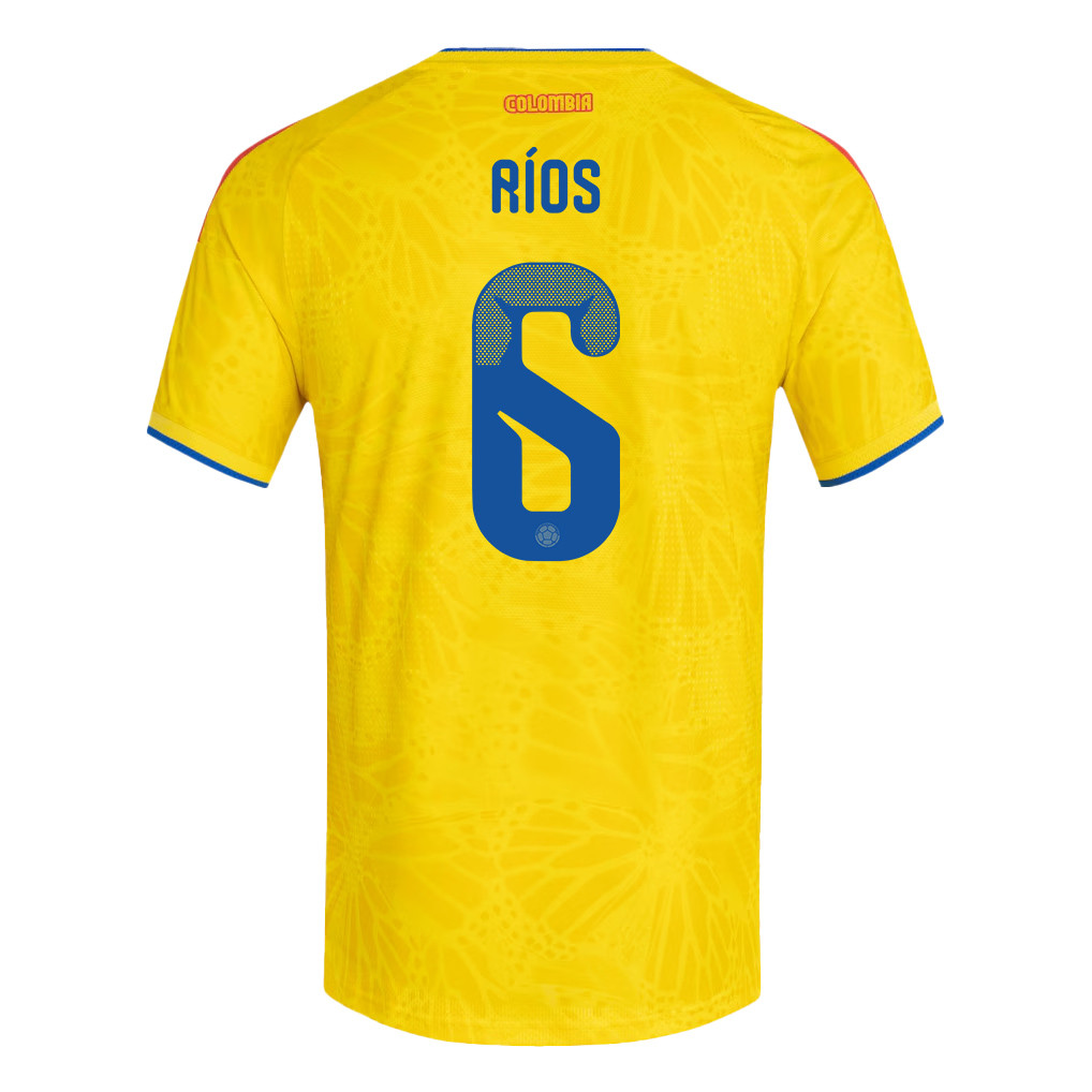Richard Ríos 6 Colombia National Team 2026 x World Cup Patch Home Jersey - Yellow, Men - Jersey Teams
