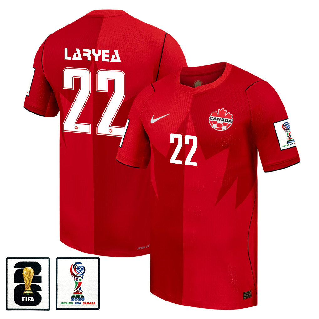 Richie Laryea 22 Canada National Team 2026 x World Cup Patch Home Jersey - Red, Men - Jersey Teams
