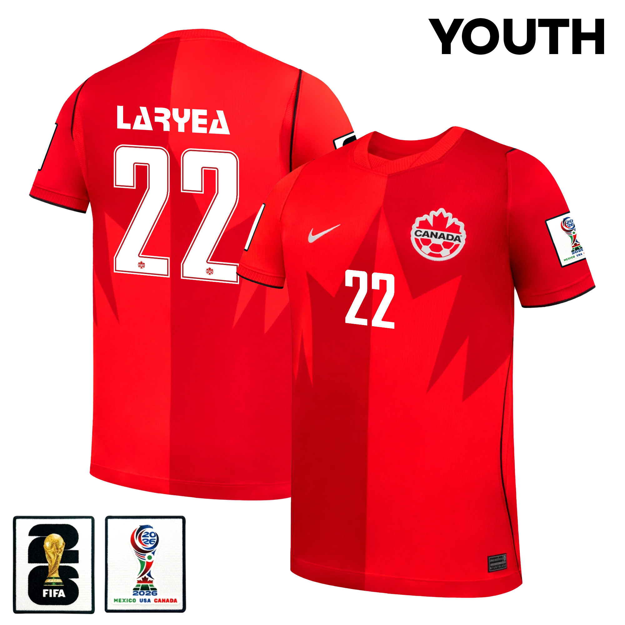Richie Laryea 22 Youth Canada National Team 2026 Home Jersey - Red - Jersey Teams