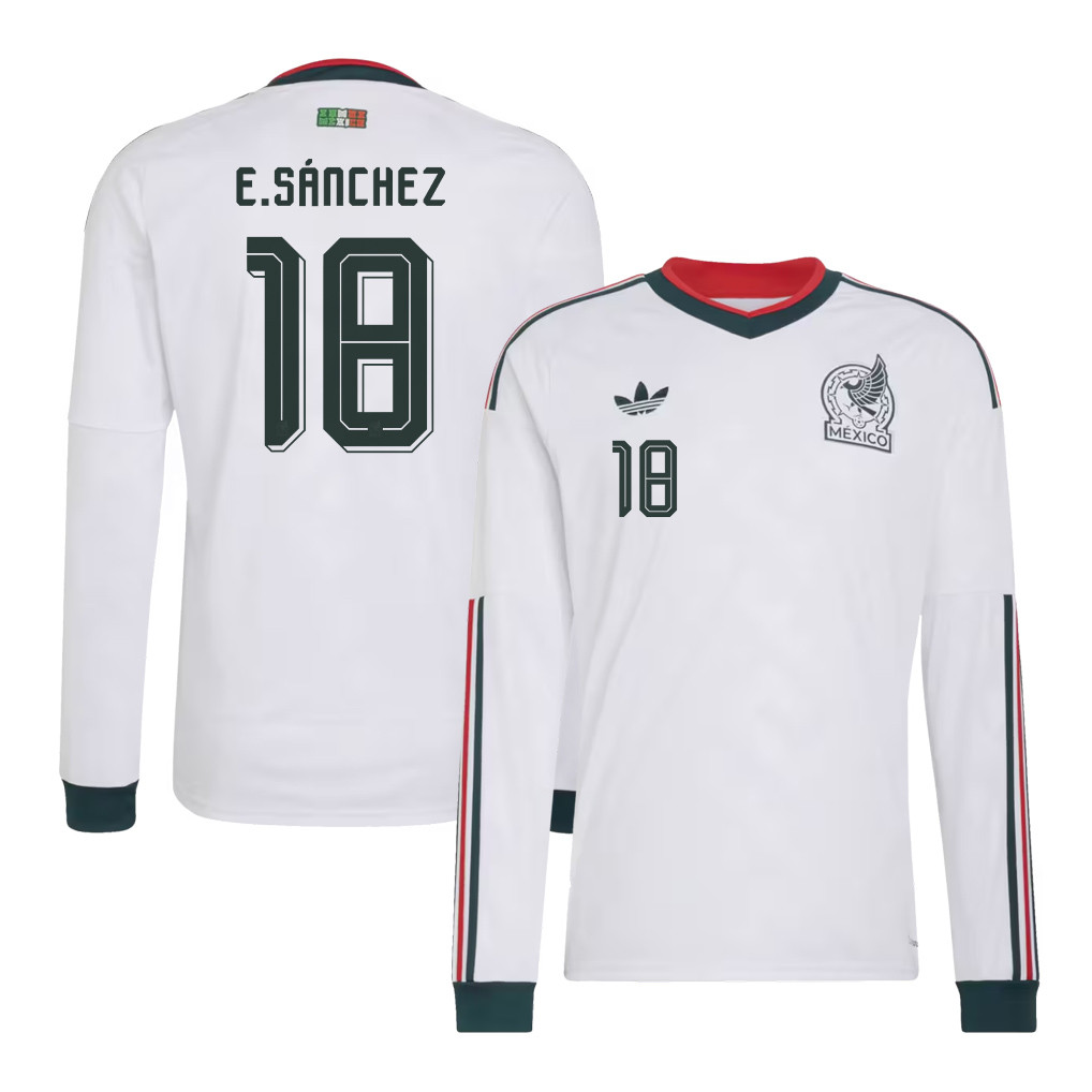 Érick Sánchez 18 Mexico National Team 2026 Away Long Sleeve Jersey - White - Jersey Teams