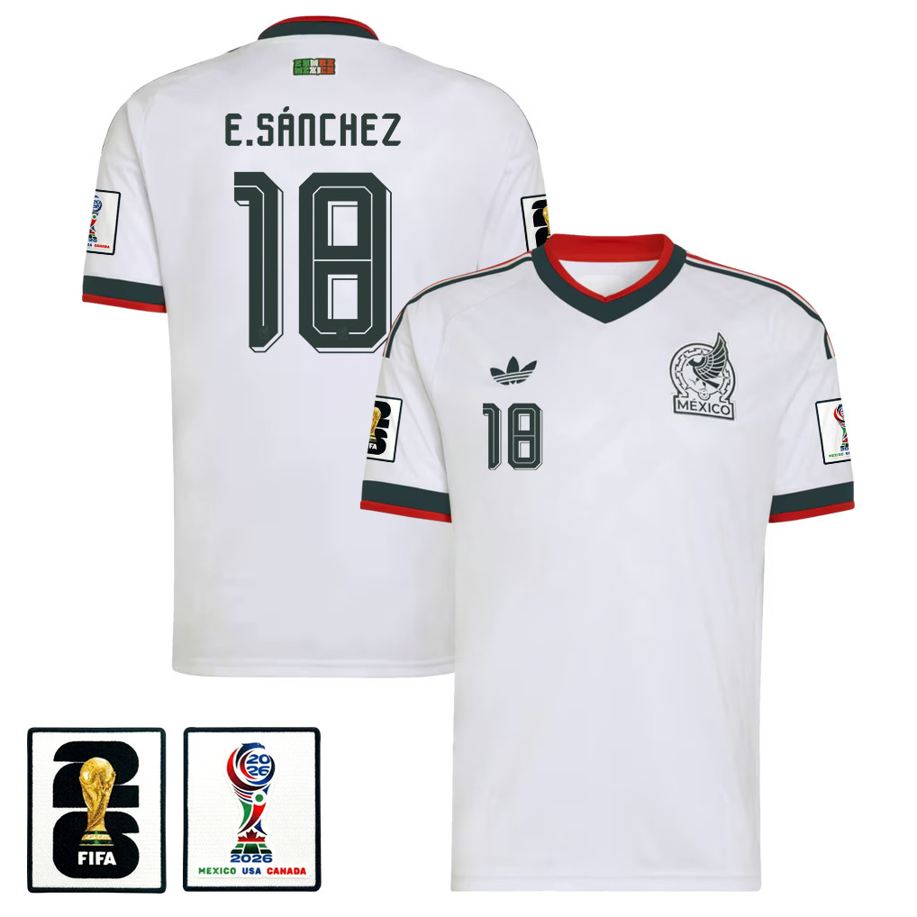 Érick Sánchez 18 Mexico National Team 2026 x World Cup Patch Away Jersey - White, Men - Jersey Teams