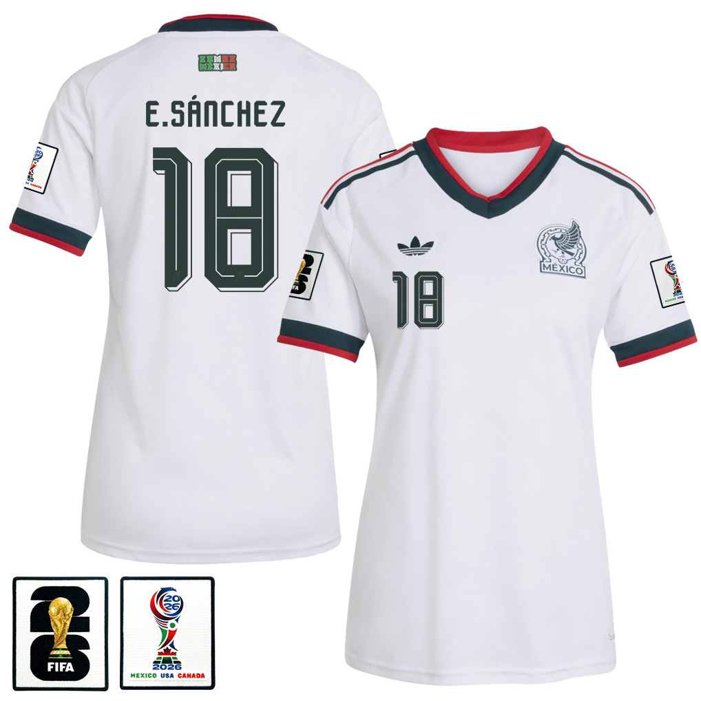 Érick Sánchez 18 Women's Mexico National Team 2026 Away Jersey - White - Jersey Teams