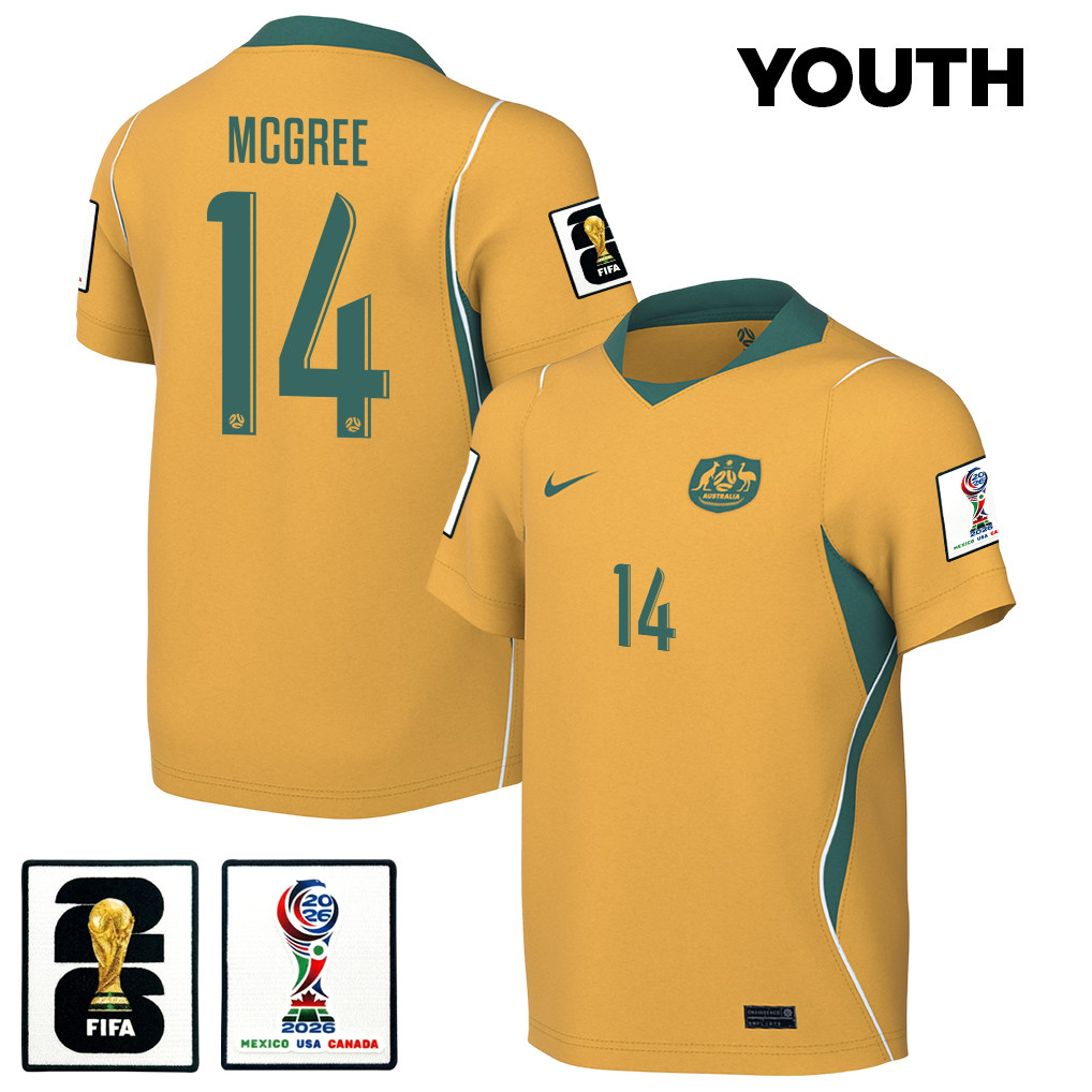 Riley McGree 14 Youth Australia National Team 2026 Home Jersey - Yellow - Jersey Teams