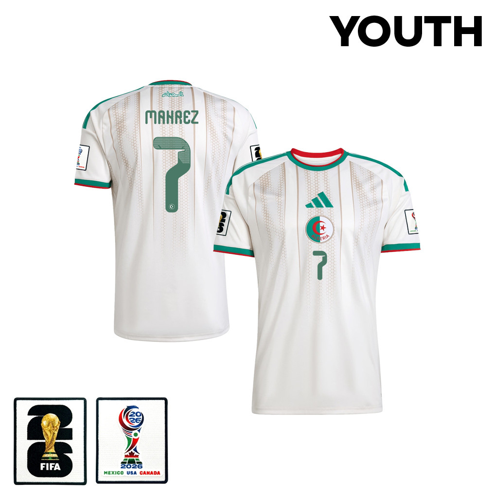 Riyad Mahrez 7 Youth Algeria National Team 2026 Home Jersey - White - Jersey Teams