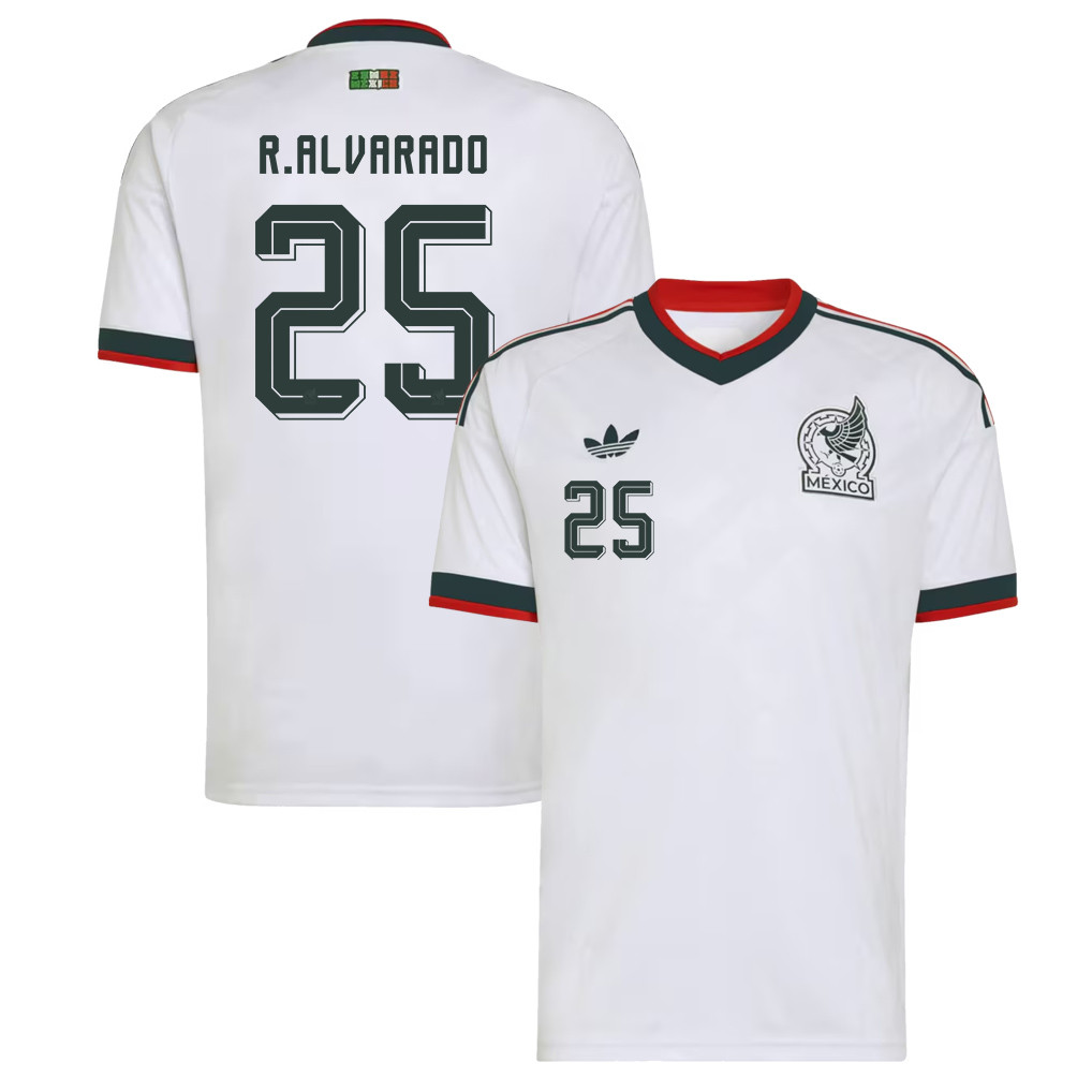 Roberto Alvarado 25 Mexico National Team 2026 Away Jersey - White, Men - Jersey Teams