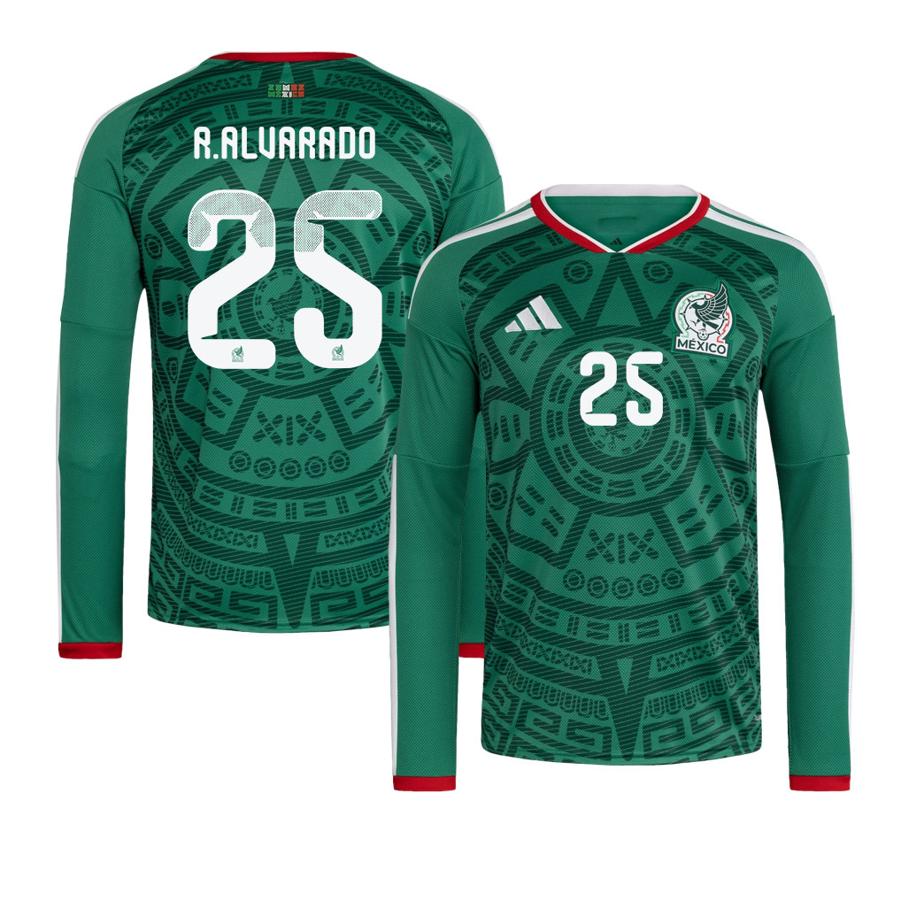 Roberto Alvarado 25 Mexico National Team 2026 Home Long Sleeve Jersey - Green - Jersey Teams