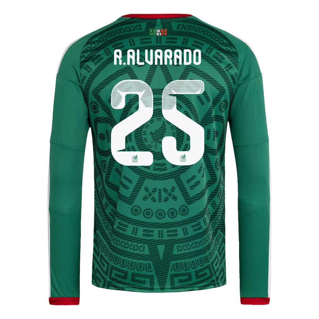 Roberto Alvarado 25 Mexico National Team 2026 Home Long Sleeve Jersey - Green - Jersey Teams