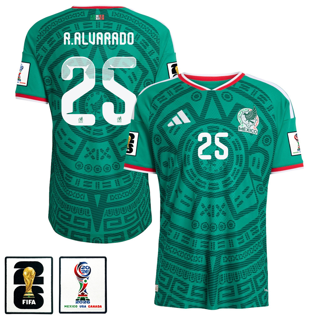 Roberto Alvarado 25 Mexico National Team 2026 x World Cup Patch Home Jersey - Green, Men - Jersey Teams