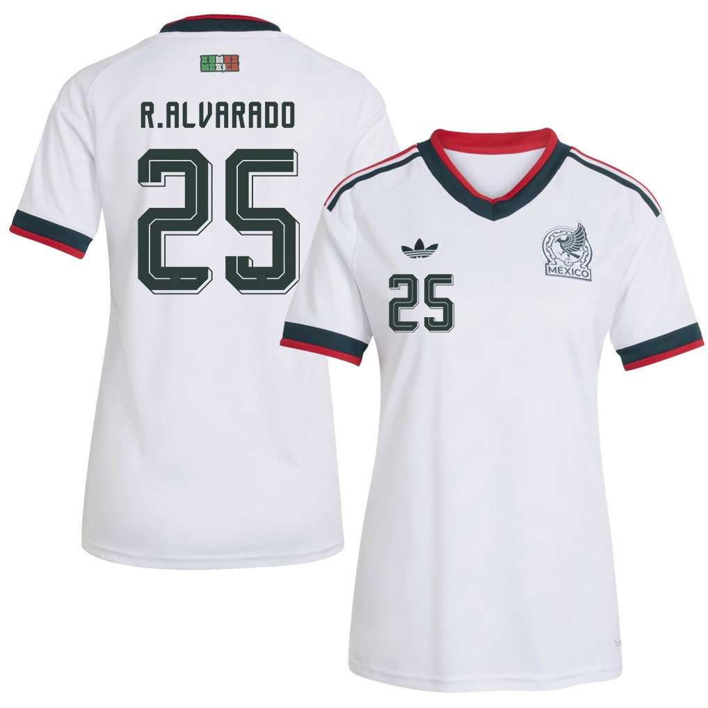 Roberto Alvarado 25 Women's Mexico National Team 2026 Away Jersey - White - Jersey Teams