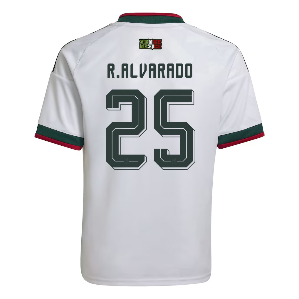 Roberto Alvarado 25 Youth Mexico National Team 2026 Away Jersey - White - Jersey Teams