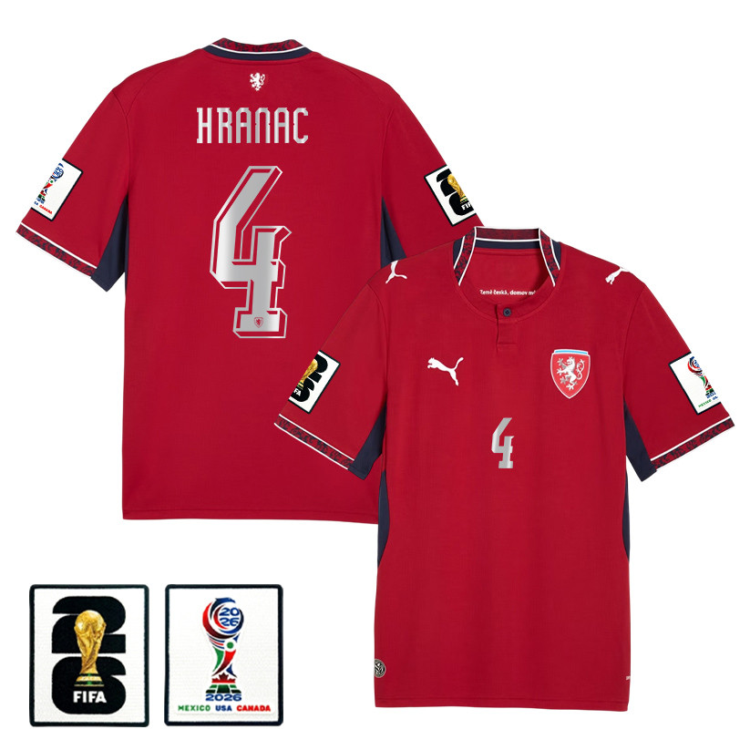 Robin Hranac 4 Czech Republic National Team 2026 Home Jersey - Red, Men - Jersey Teams