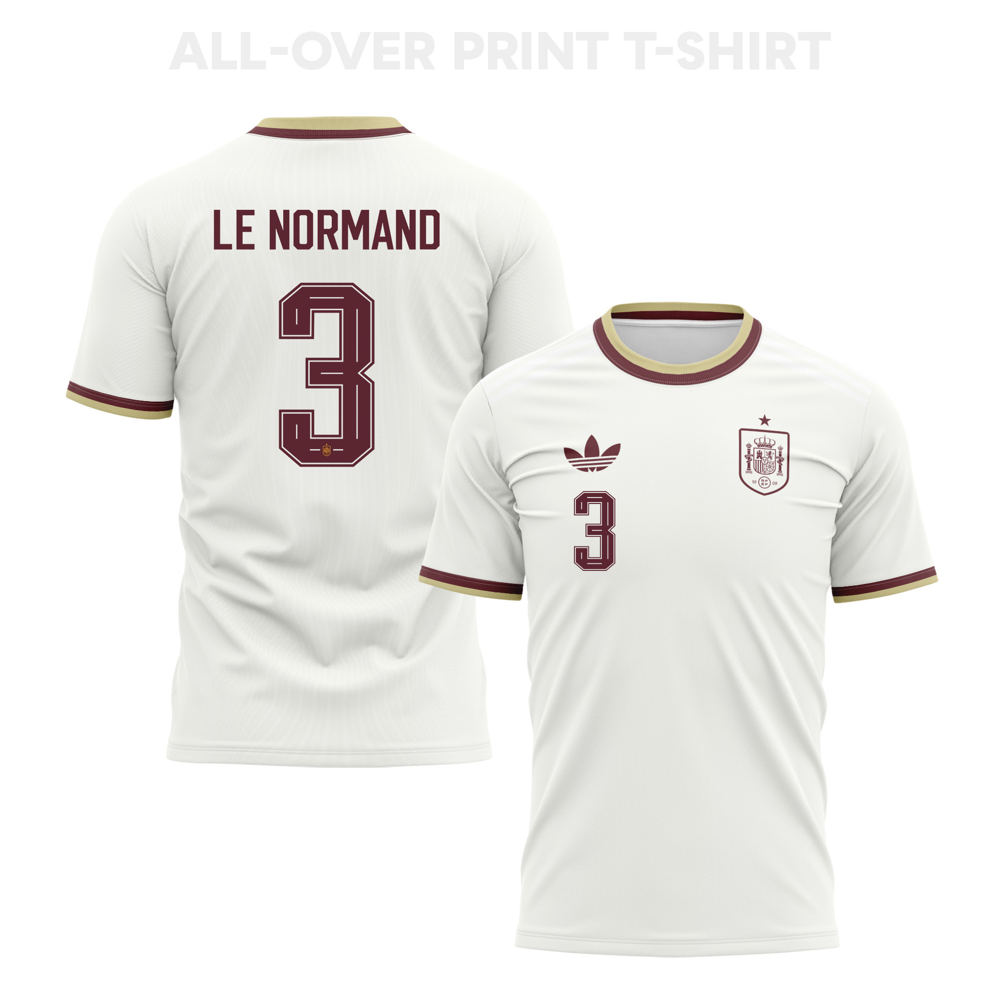 Robin Le Normand 3 Spain 2026 Away 3D T-Shirt Fully Printed – Unisex, White - Jersey Teams